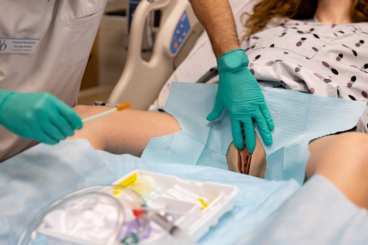 The Avcath provides realistic genitalia and urine flow.