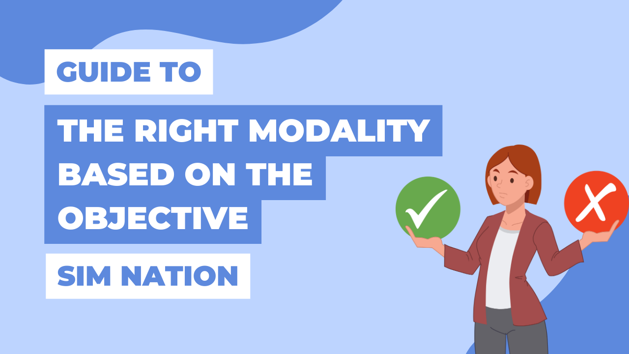 Simulation Nation Episode 10 Season 1, Simulationist's guide to the right modality based on the objective